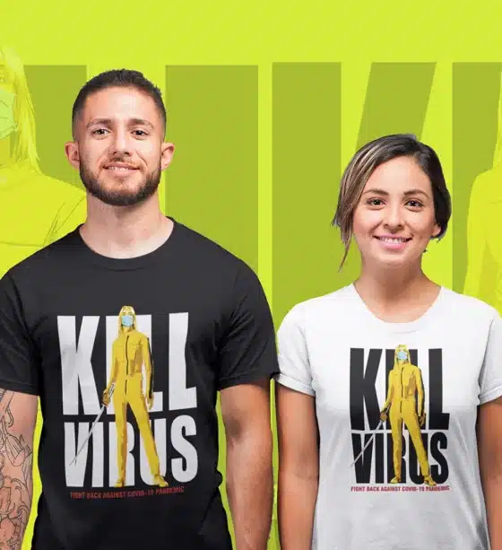 Kill Virus – Unisex Κοντομάνικο T-Shirt σε μοντέλα ζευγάρι