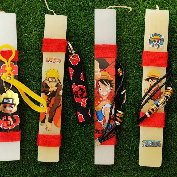 Πασχαλινές Anime Λαμπάδες Naruto και Luffy με Συλλεκτικό Μπρελόκ / Βραχιόλι / Διακοσμητικό Μαξιλάρι