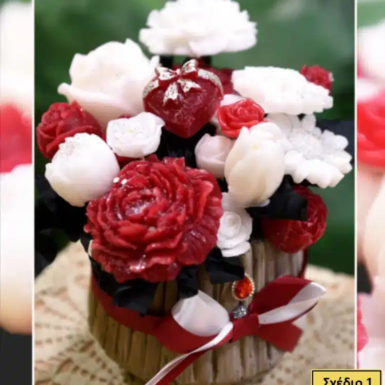 Χριστουγεννιάτικες Χειροποίητες Γλάστρες με Αρωματικά Κέρινα Λουλούδια