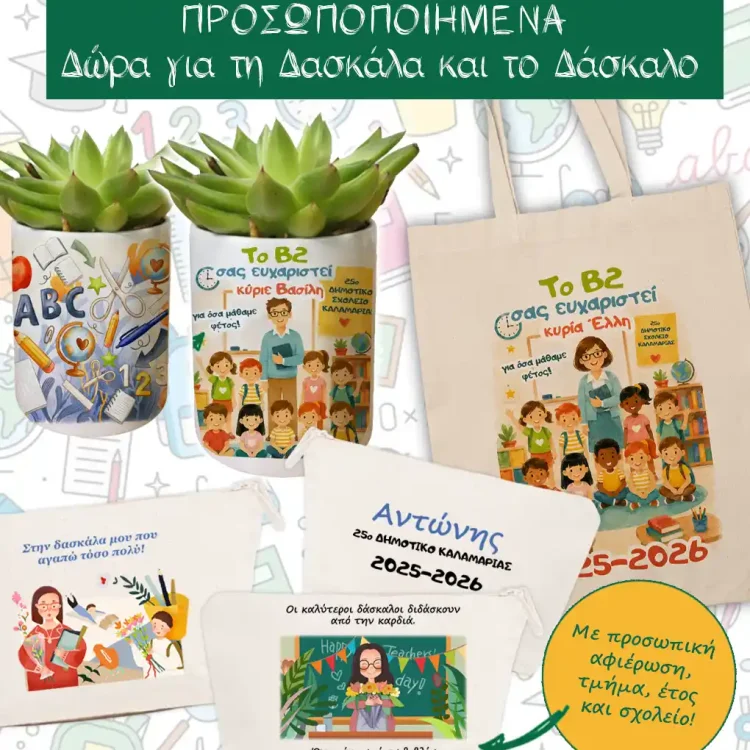Προσωποποιημένα Δώρα για τη Δασκάλα και το Δάσκαλο